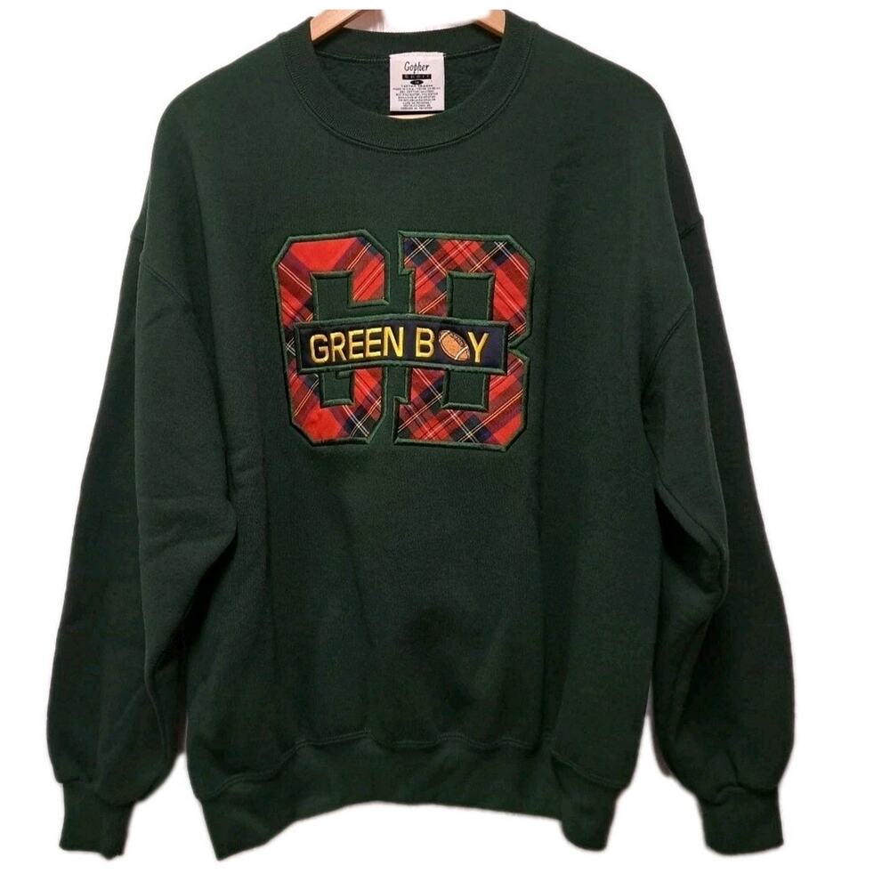 VTG 90s Gopher Sport Green Bay Football Sweatshirt Womens 1X Embroidered USA